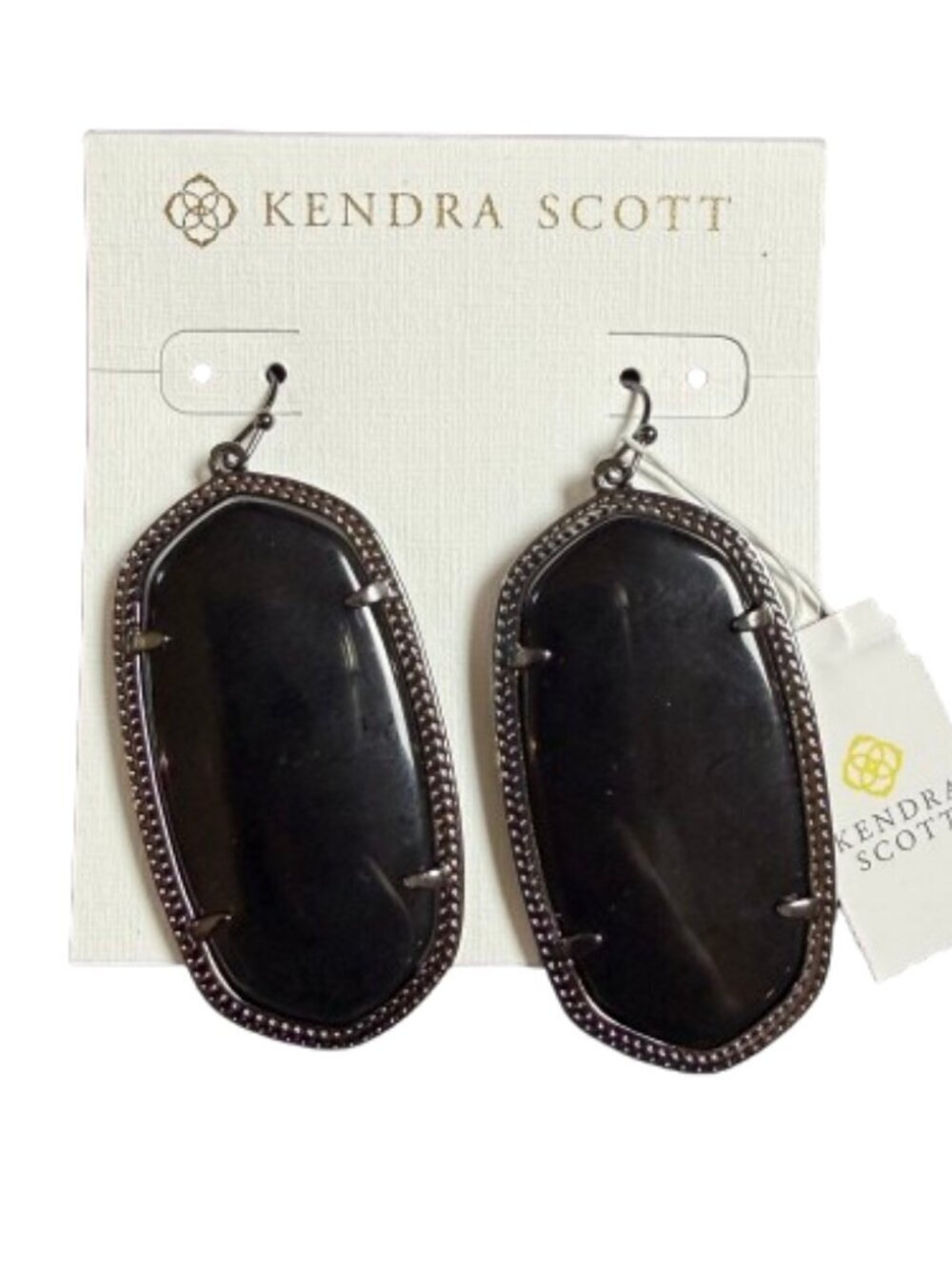 Kendra Scott Elle Drop Earrings Black Opaque Glass with gunmetal finish NEW NWT